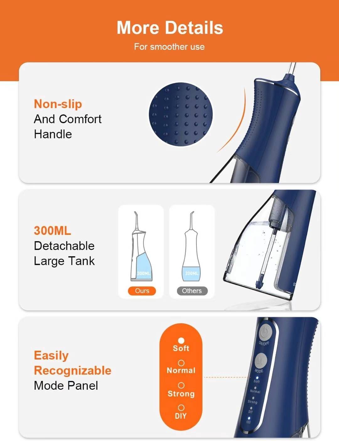 Schoben brand 300ml large capacity cordless water flosser set