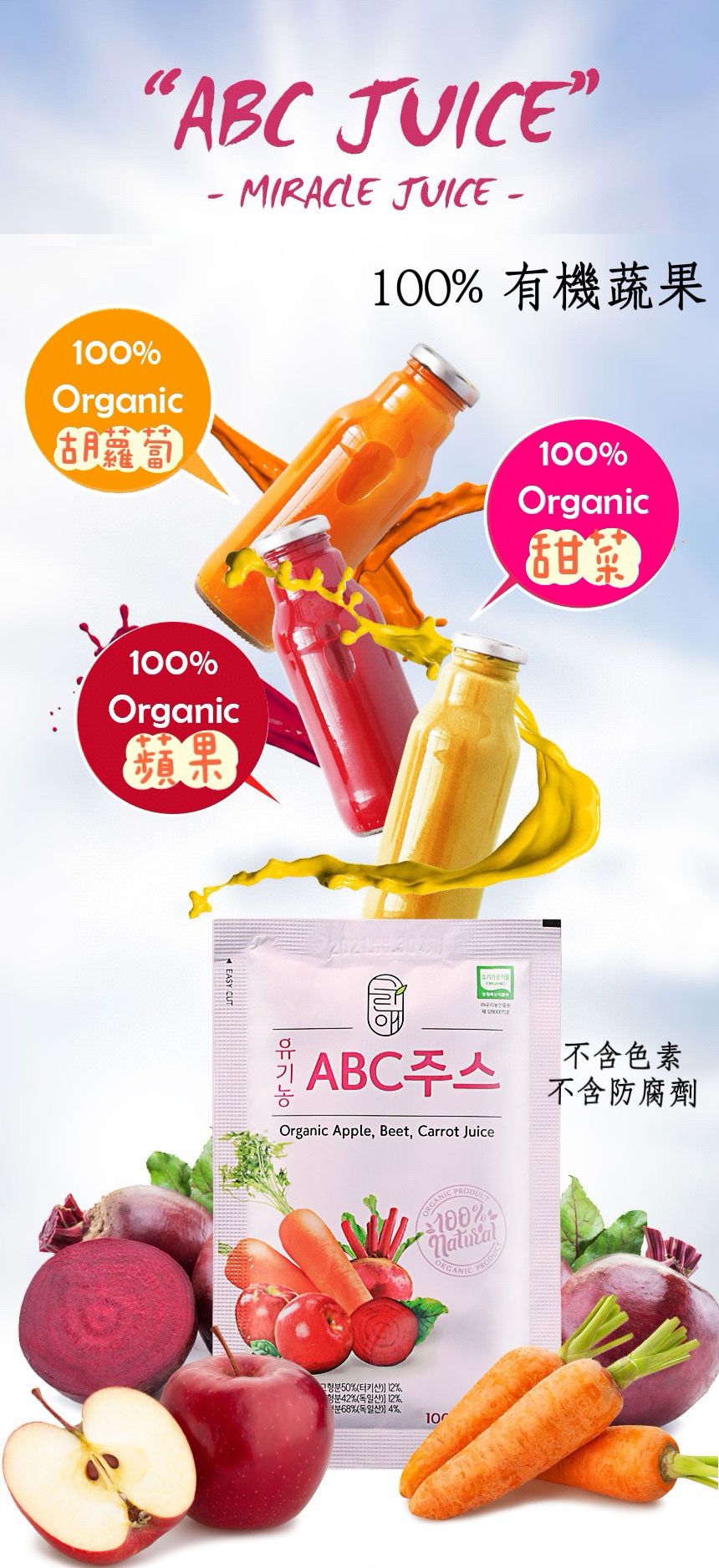 大熱 韓國女星HIT爆產品 Soakri-Bio Organic神奇瘦身ABC 果汁