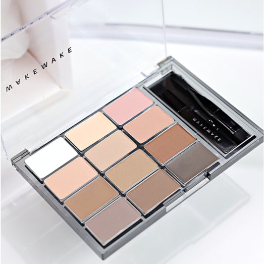 Korean makeup artist's special eyebrow powder tray Wakemake 12-compartment multi-function eyebrow powder box