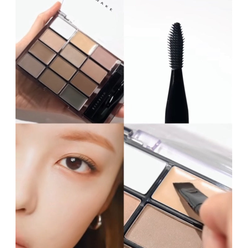 Korean makeup artist's special eyebrow powder tray Wakemake 12-compartment multi-function eyebrow powder box