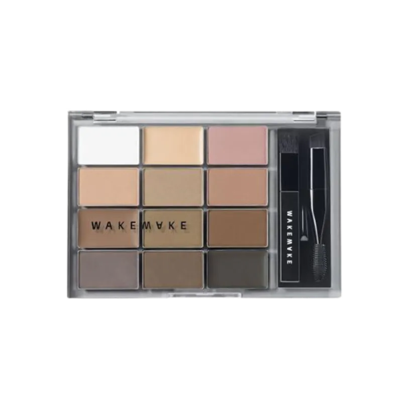 Korean makeup artist's special eyebrow powder tray Wakemake 12-compartment multi-function eyebrow powder box