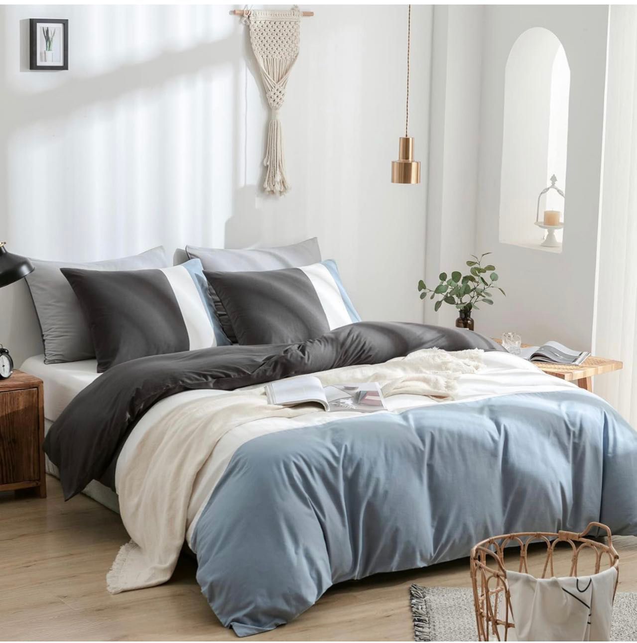 Hot special offer 100% cotton spliced ​​modern bedding 3-piece set (1 quilt cover + 2 pillows) x 2 sets