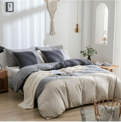 Hot special offer 100% cotton spliced ​​modern bedding 3-piece set (1 quilt cover + 2 pillows) x 2 sets