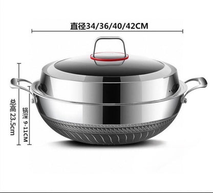 Double ear stainless steel wok-34cm