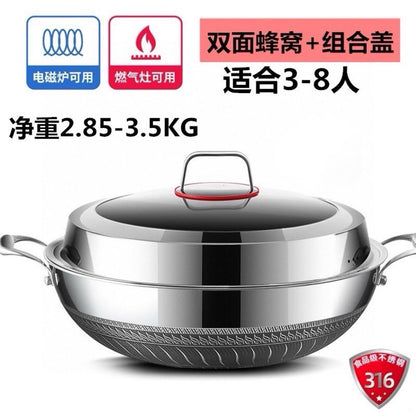 Double ear stainless steel wok-34cm