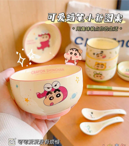 Crayon Shin-chan 5-piece ceramic tableware set for one person in a cute gift box