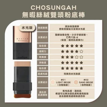韓國 CHOSUNGAH MEGA FIT 升級版無瑕雙頭粉底棒 SPF50+