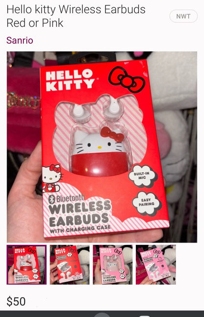 Hello Kitty 正品授權真無線耳機、（帶充電盒）