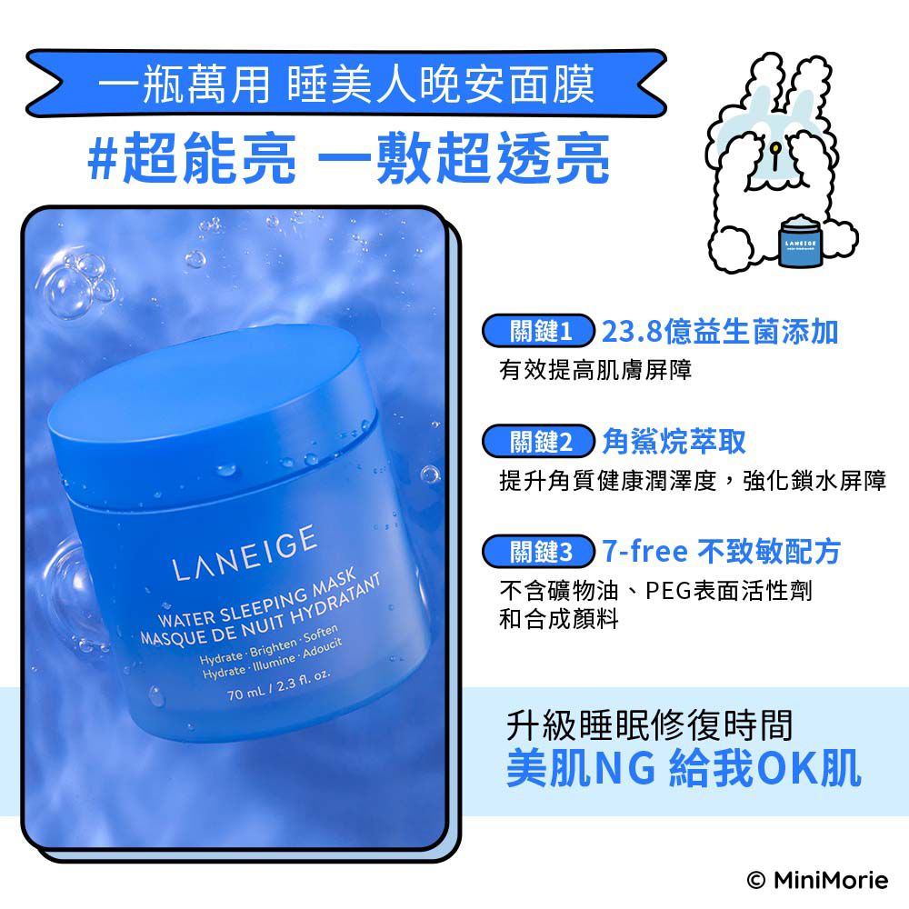 韓國 LANEIGE 蘭芝人氣晚安面膜試用裝三件套 (2套 送透明小禮盒)