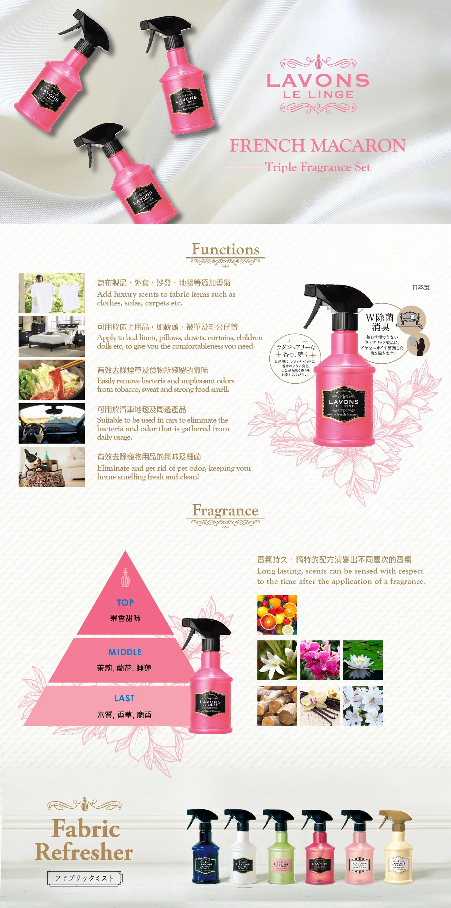 日本熱銷No.1 Lavons Le Linge 除菌消臭香薰噴霧 370ml
