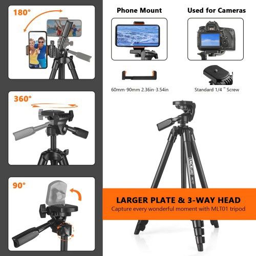 55-inch MLT001 lightweight aluminum tripod camera mount