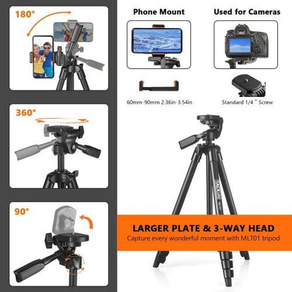 55-inch MLT001 lightweight aluminum tripod camera mount