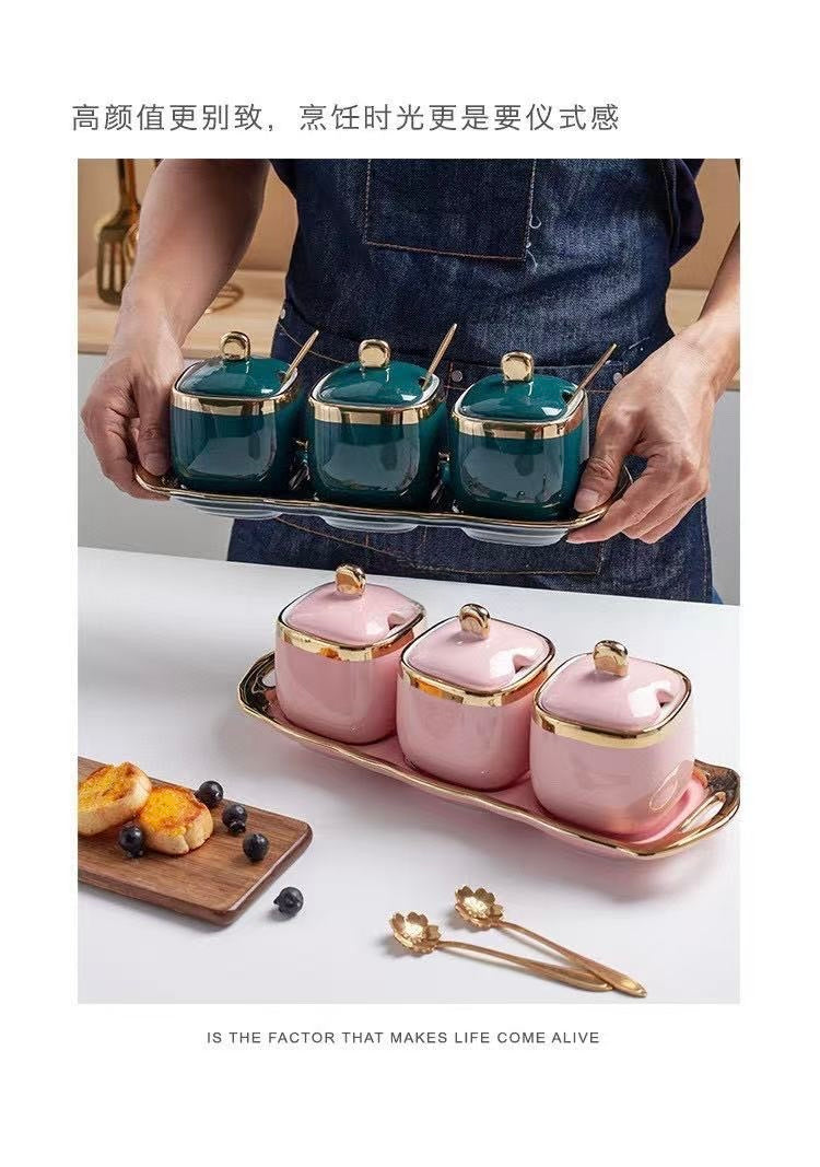 輕奢陶瓷調味罐