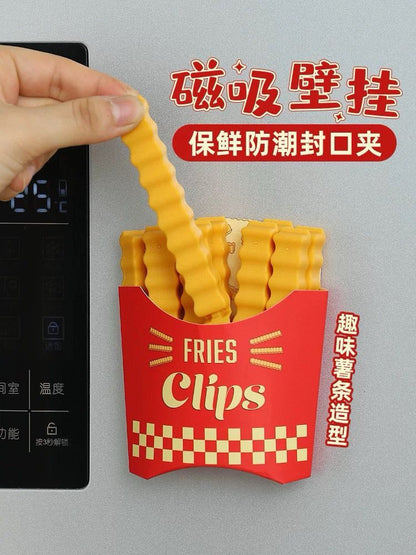 🍟Magnetic wall-mounted fresh-keeping and moisture-proof French fries shaped sealing clips, 12 pieces each (2 servings)