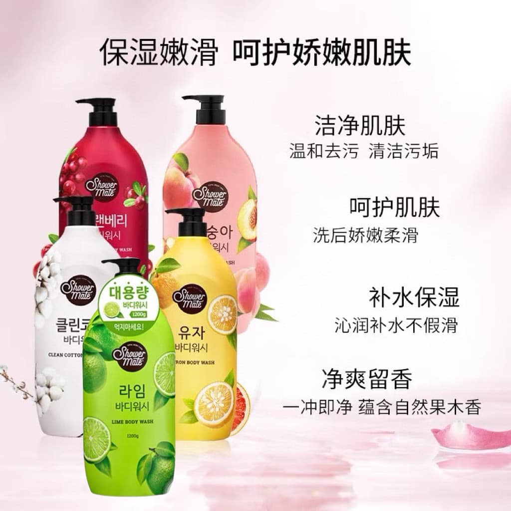 Korea Aekyung ShowerMate Breezy Fruity Shower Gel Series Large Capacity 1200g (2 Bottles)