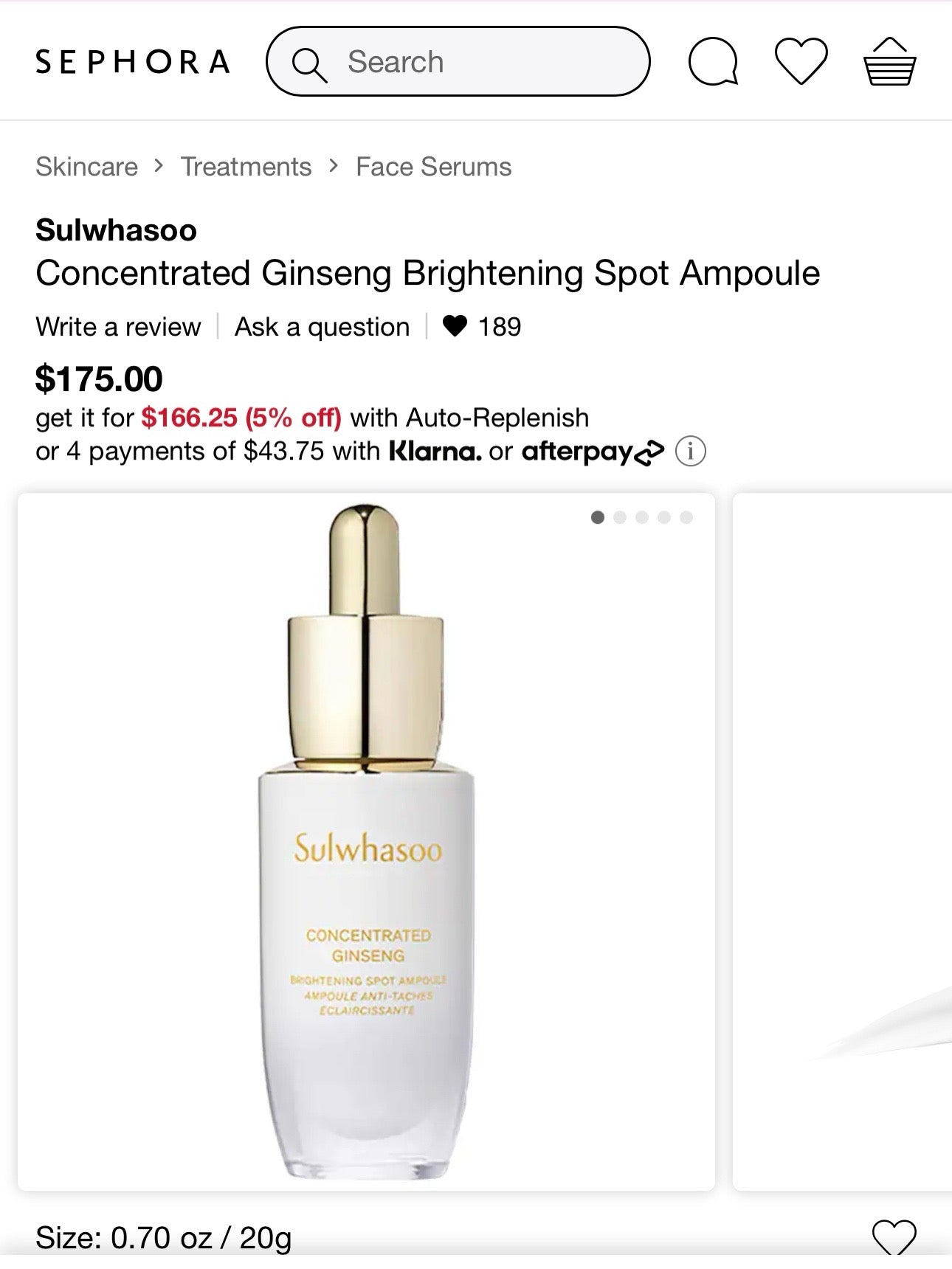 South Korea Sulwhasoo Sulwhasoo Ginseng Whitening Ampoule 5g (4 pieces)