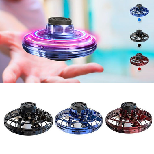 LED UFO Spinner Toy: Mini Fingertip Gyro Interactive Drone