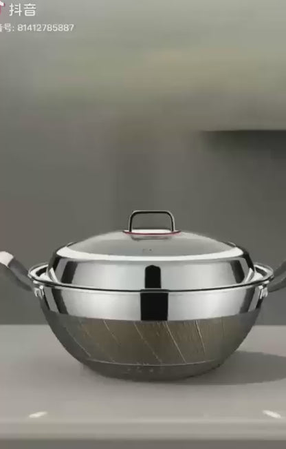 Double ear stainless steel wok-34cm